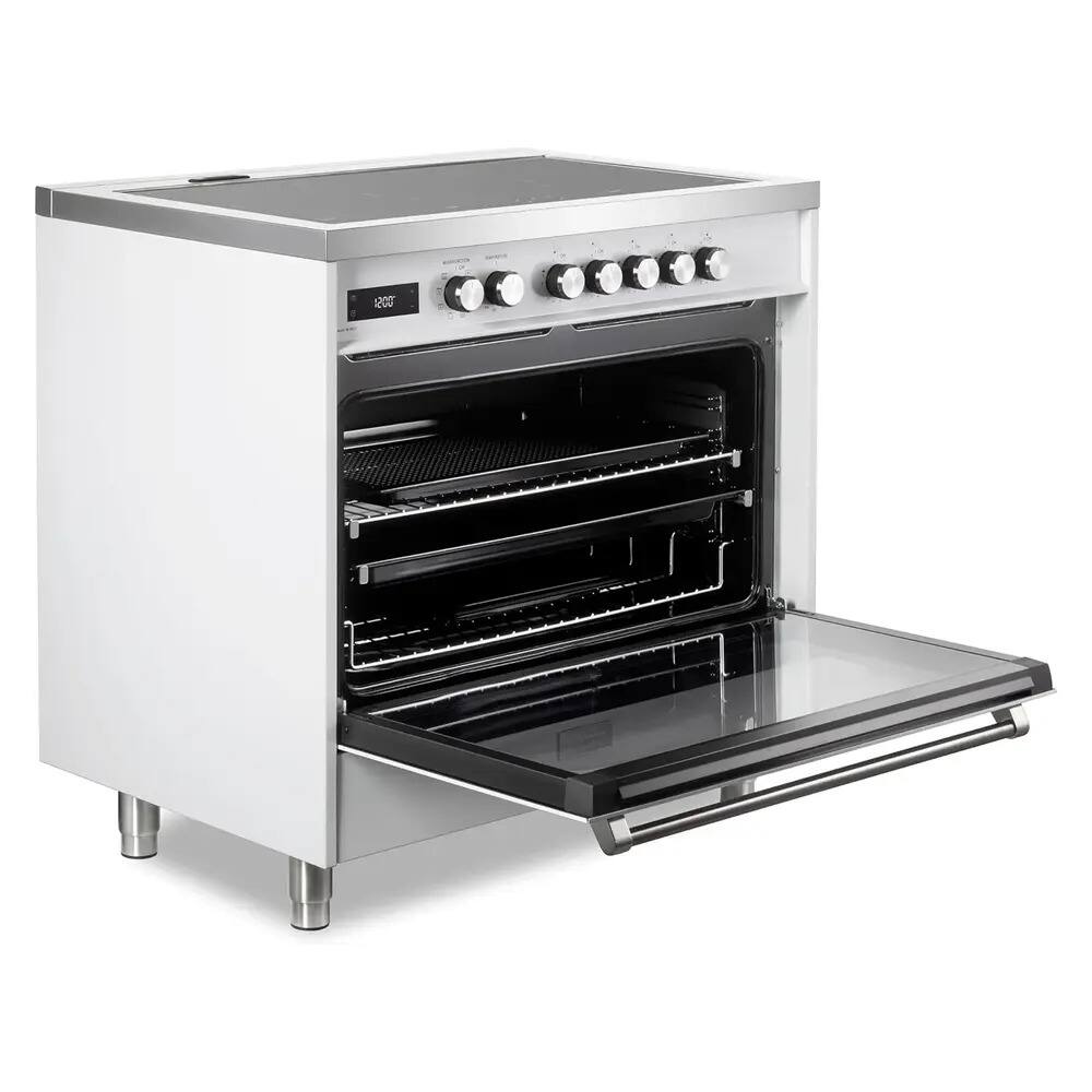 Alt View 5. Verona - Verona 36 inch Ultima Collection Freestanding Induction Range with 5 Elements, 5 cu. ft. Oven Capacity (White) - White.