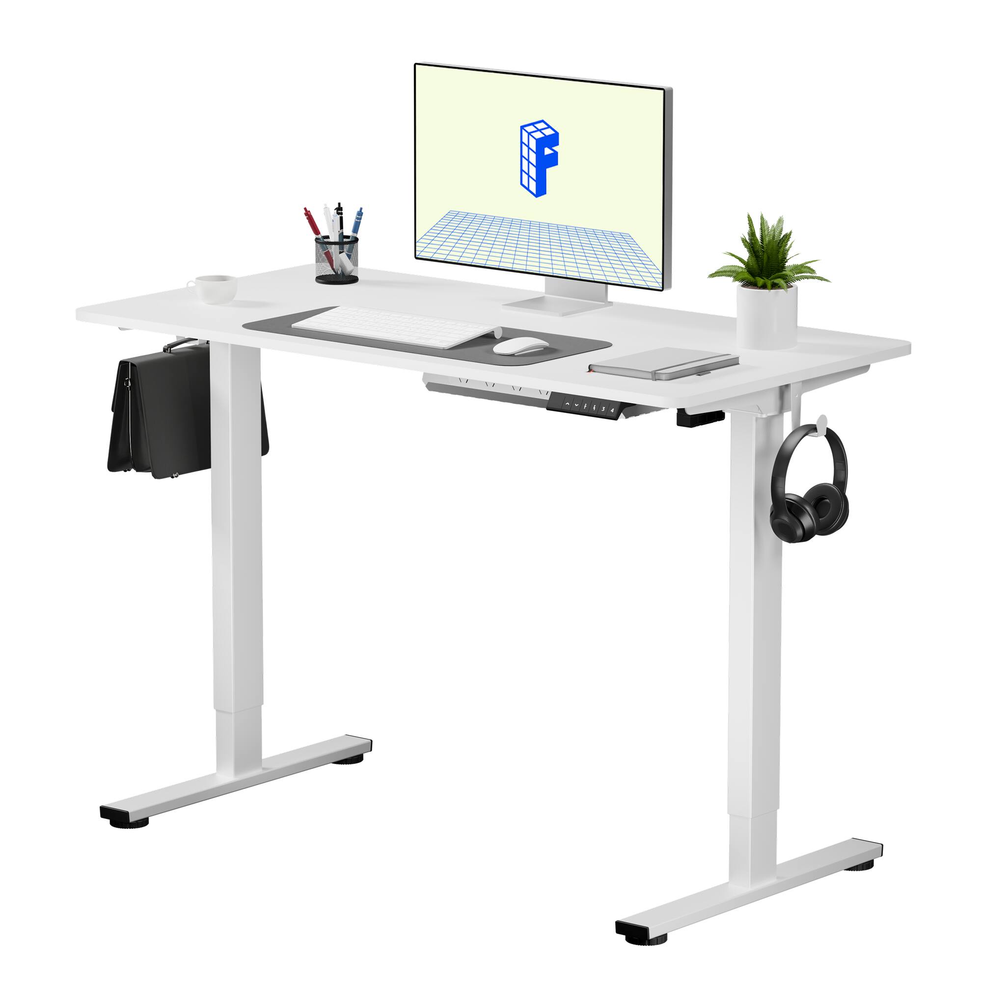 Angle. FlexiSpot - EZ2 Series 48"W Quick-Install Electric Height-Adjustable Standing Desk for Home Office - White.