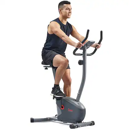 Front. Sunny Health & Fitness - Performance Smart Upright Exercise Bike - Dark grey.