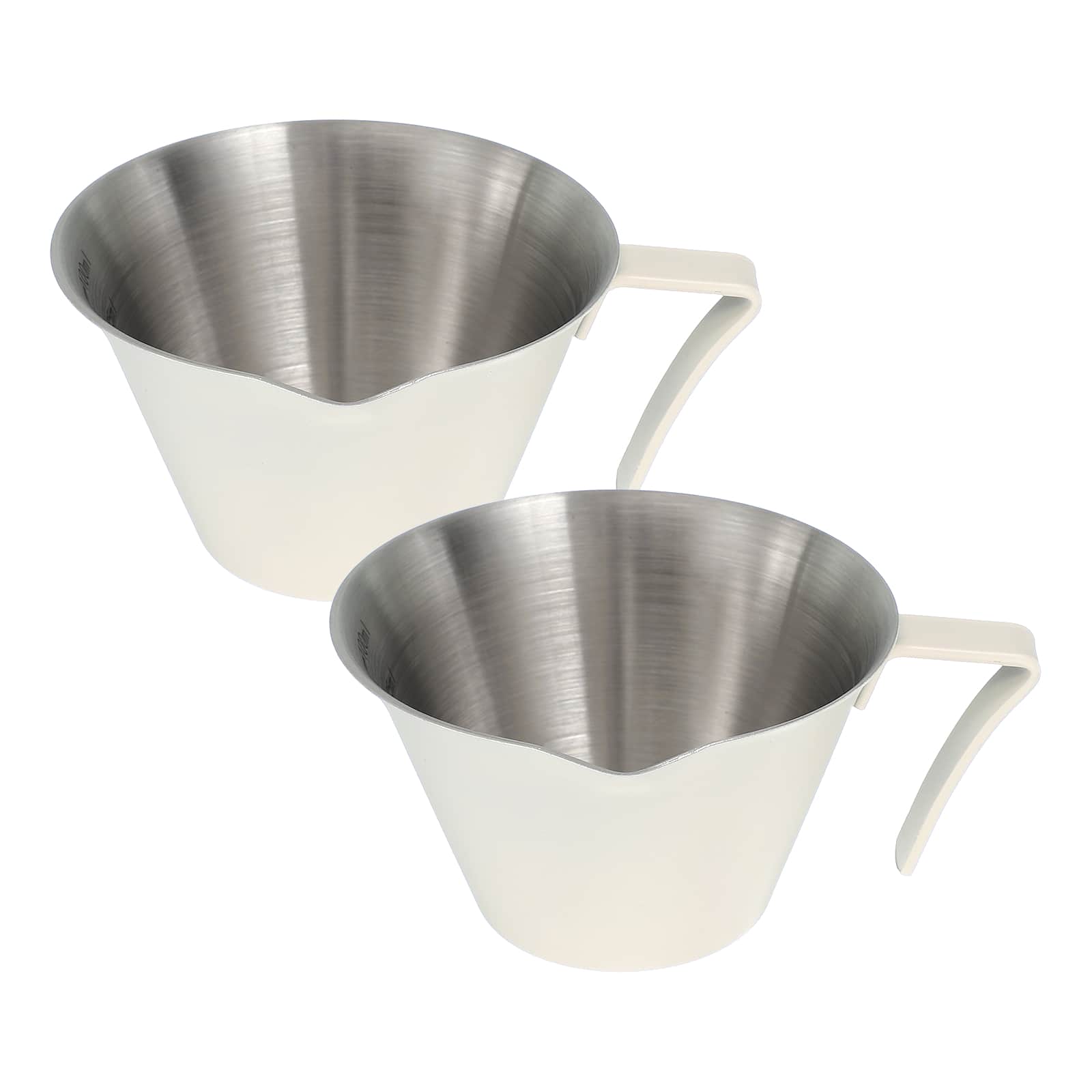 Unique Bargains - 2pcs Stainless Steel Espresso Cup, V-Shaped Mouth Measuring Cup with Handle Scale 3.4oz/100ml - White price history on PriceWatchPro