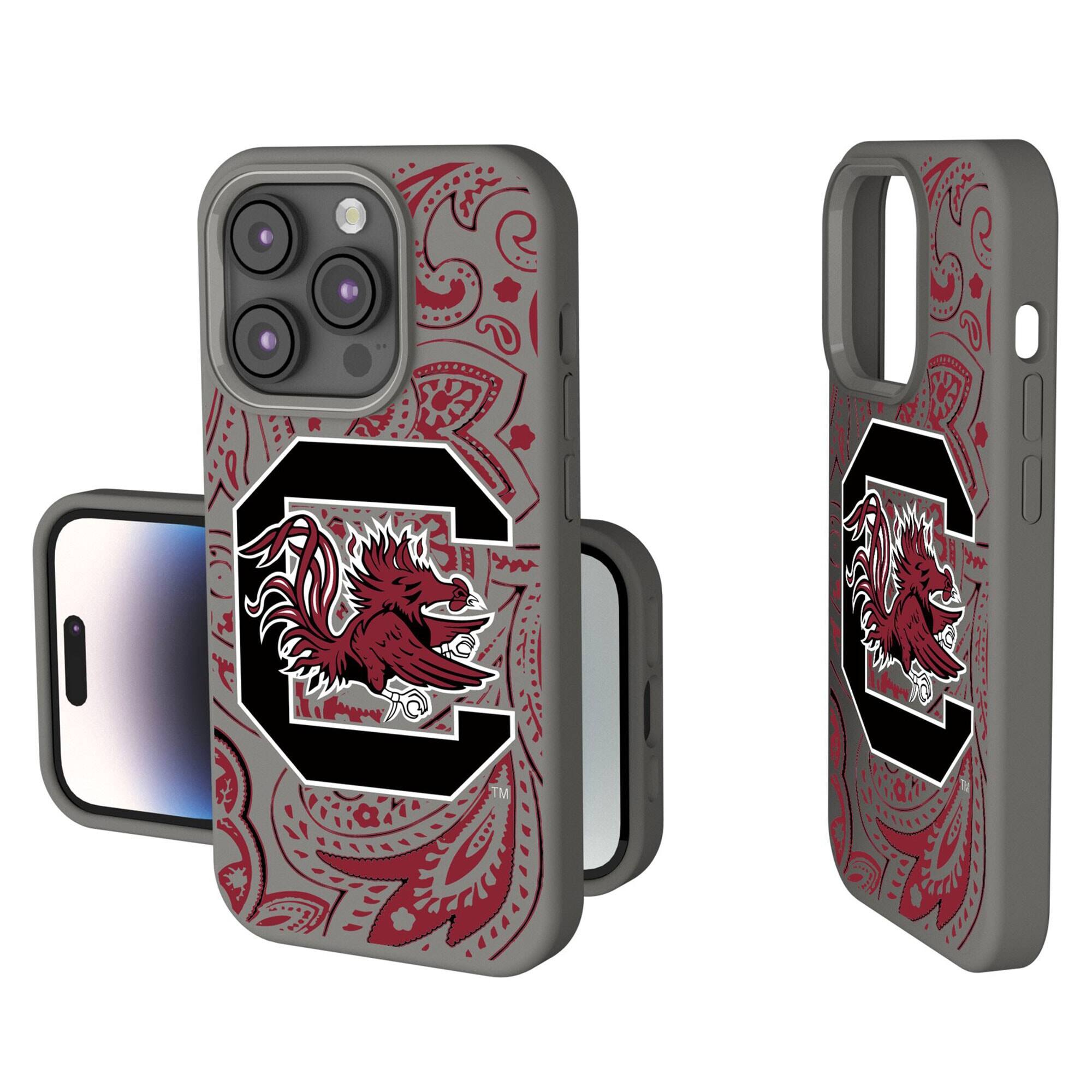 Front. Keyscaper - South Carolina Gamecocks Paisley iPhone Soft Touch Case - 15 Plus - Gray.