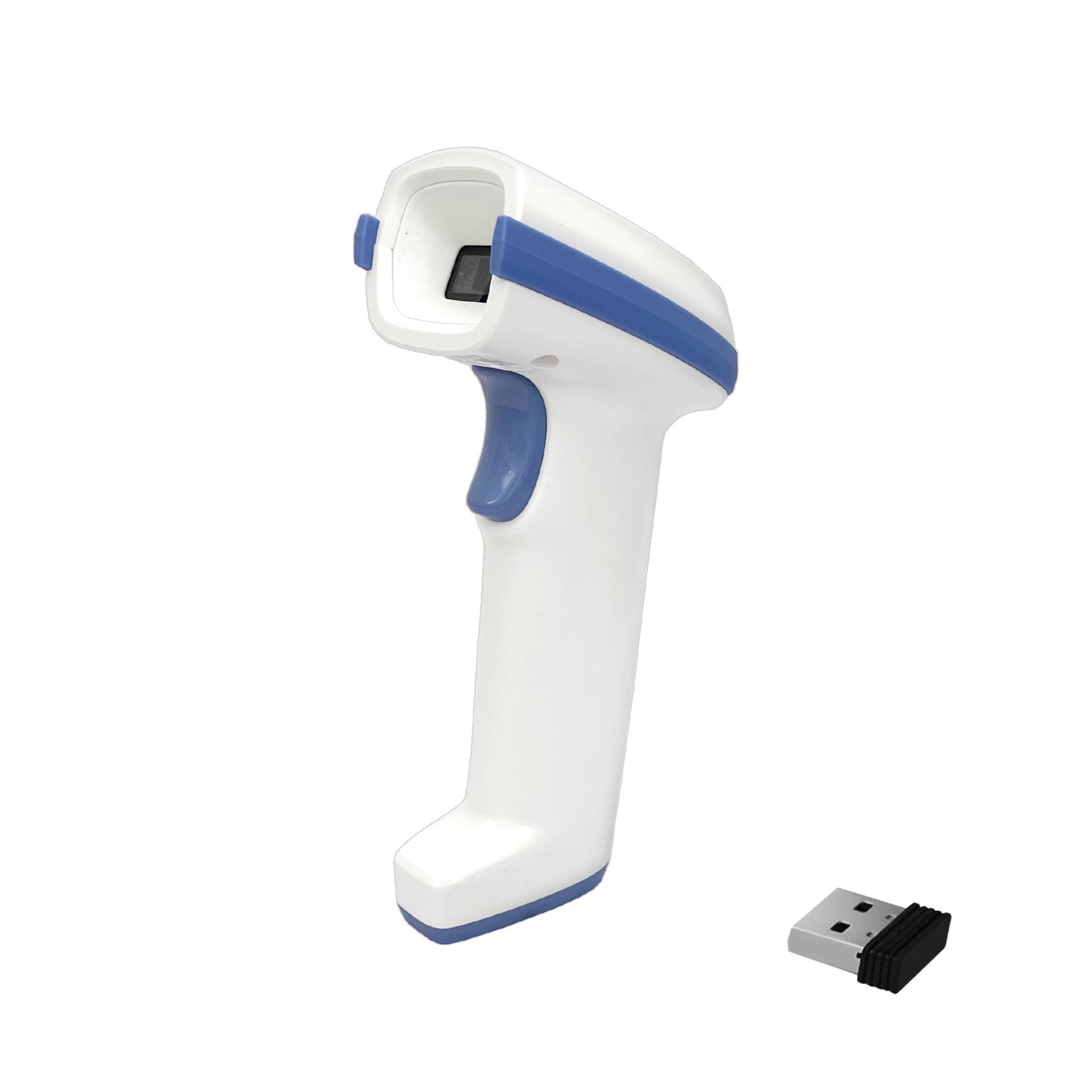 Left. Ambir Technology Inc - AMBIR BR112 Healthcare Barcode Scanner – USB Powered, Corded, 800x600 Pixel Resolution, Compatible with Windows, Mac, Li - White and Blue.