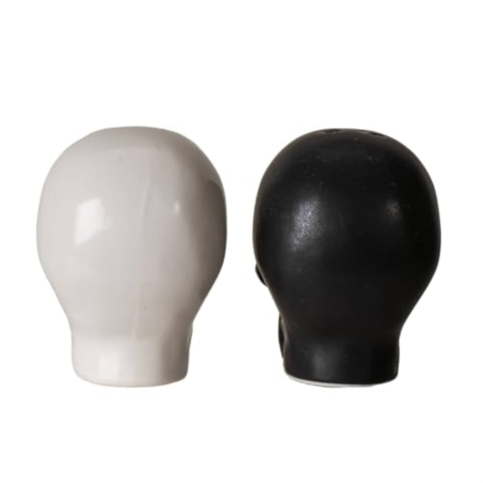 Angle. Pacific Trading - Black and White Skulls Ceramic Salt And Pepper Shaker Set - Multicolor.