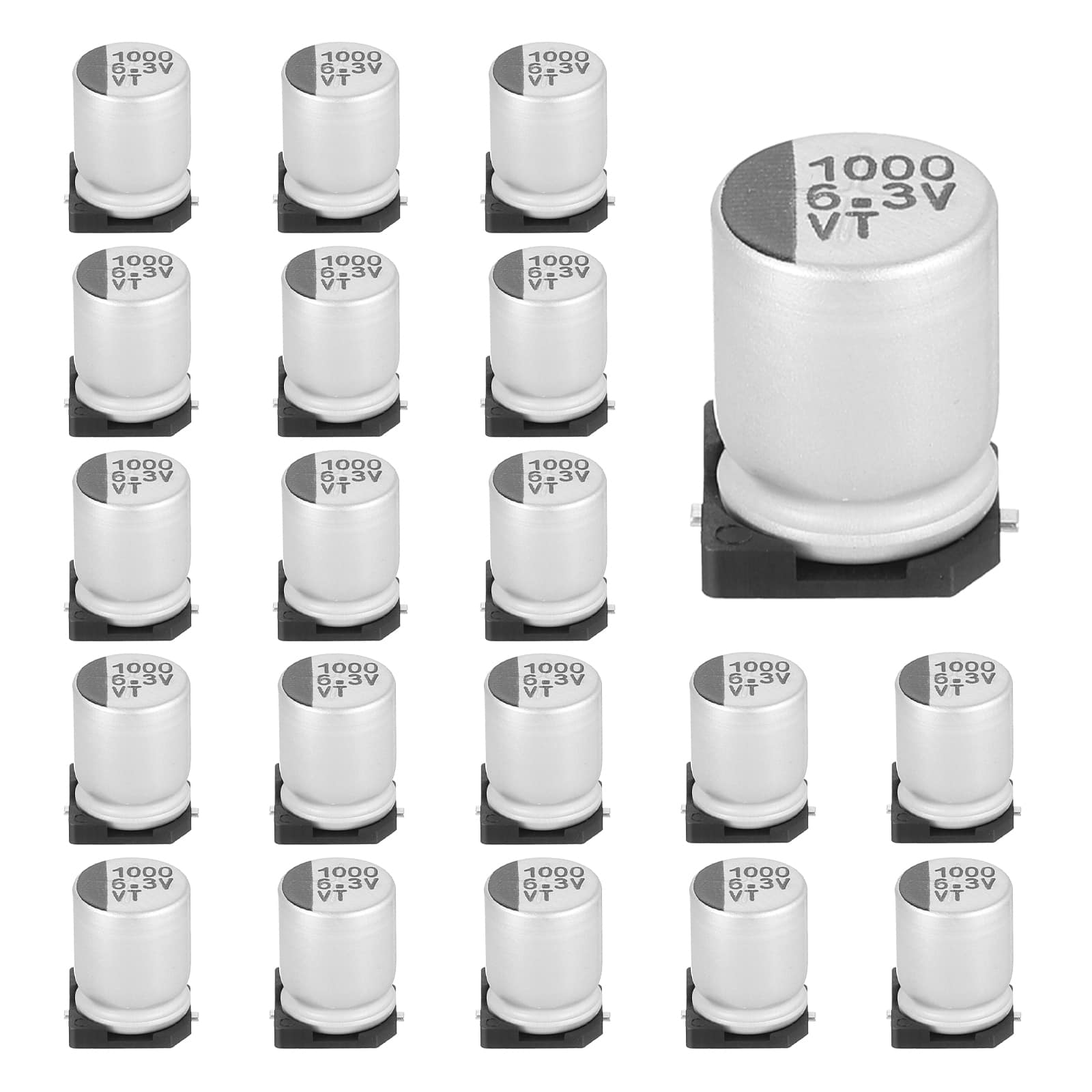 Unique Bargains - 1000uF 6.3V SMD Aluminum Electrolytic Capacitor, Low Impedance, 8x10.5mm, 20pcs, for TV/Computer/DIY - Silver price history on PriceWatchPro