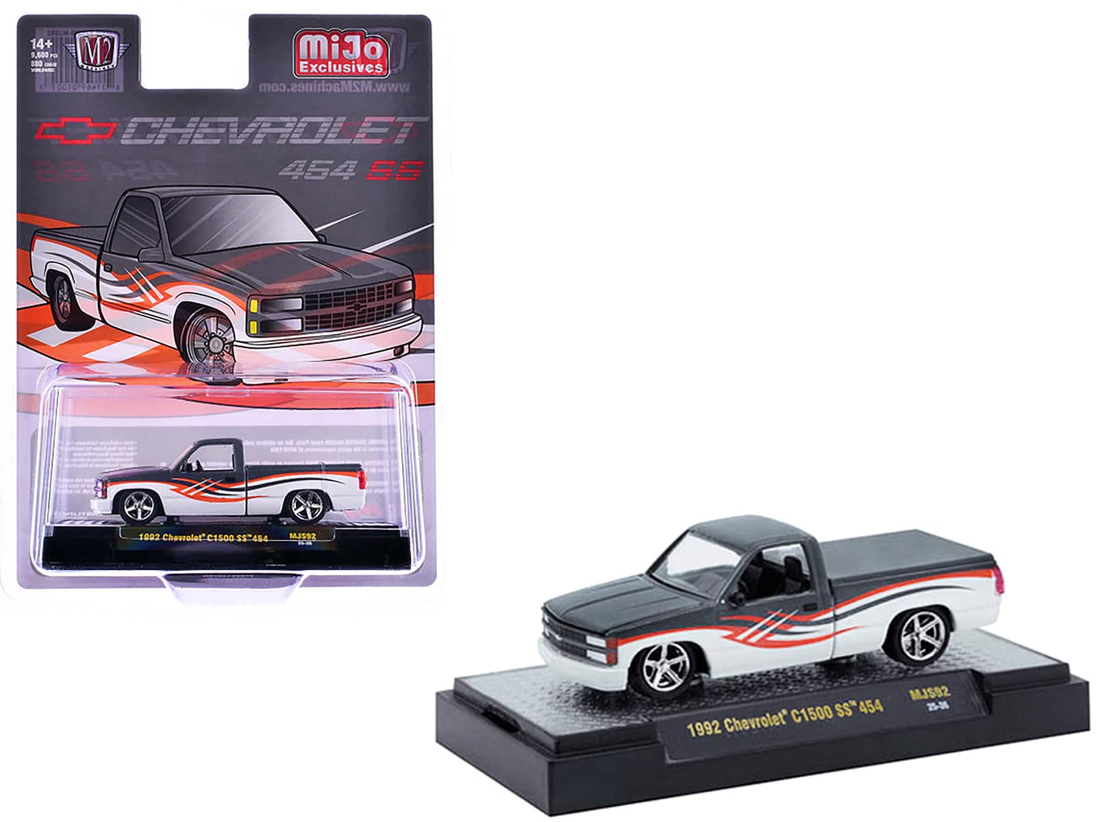 M2 - 1992 Chevrolet C1500 SS 454 Pickup Truck Limited Edition to 9680 pieces Worldwide 1/64 - Gray and White with Graphics