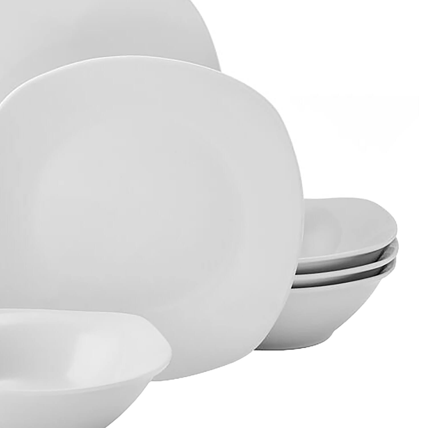 Back. Studio Nova - 12-Piece Square Porcelain Dinnerware Set Tara White - White.