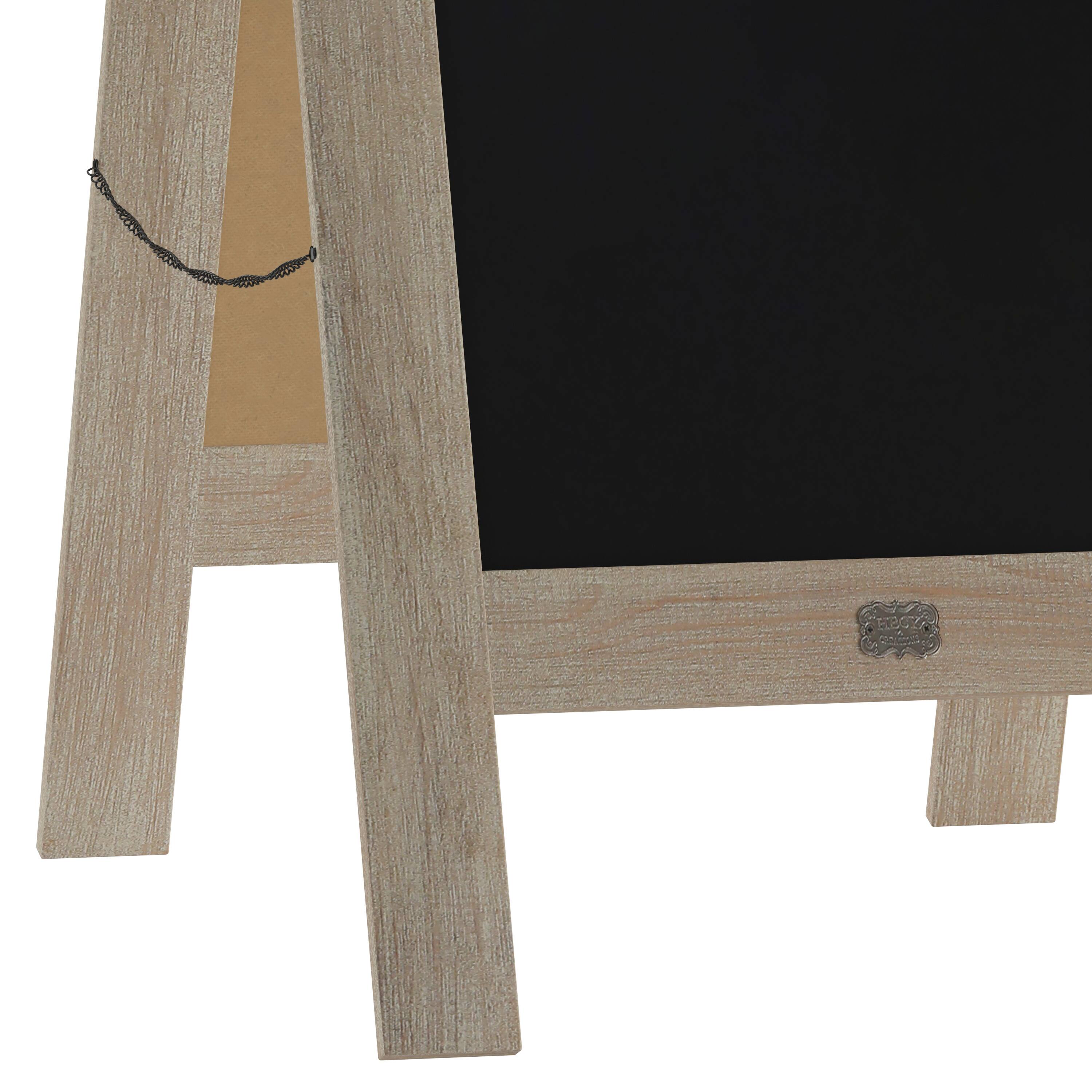 Alt View 9. Emma + Oliver - Rustic Double-Sided A-Frame Wooden Chalkboard with Magnetic Surface - Weathered Brown.