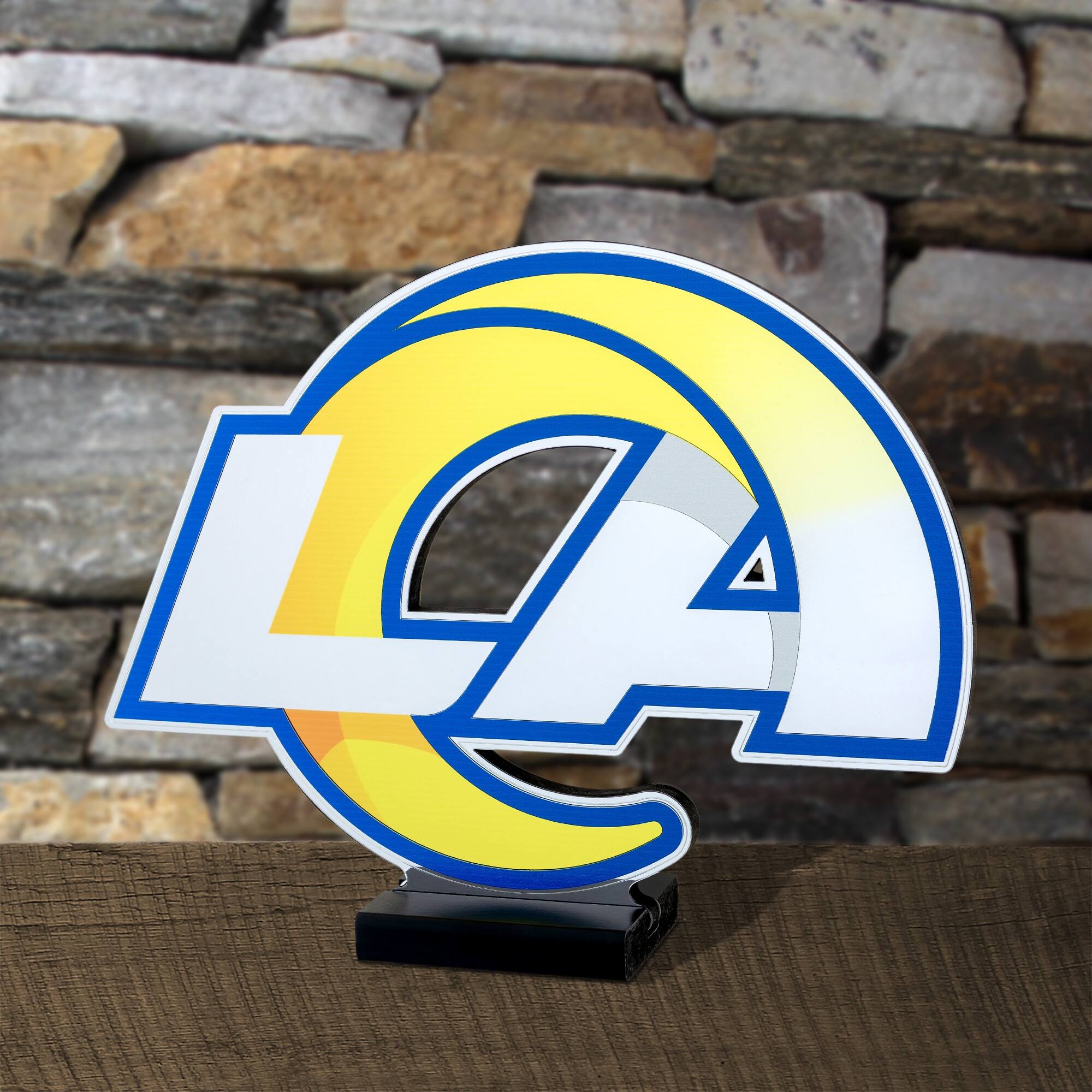 Alt View 3. Sporticulture - Los Angeles Rams LED Infinity Logo Light - Yellow.