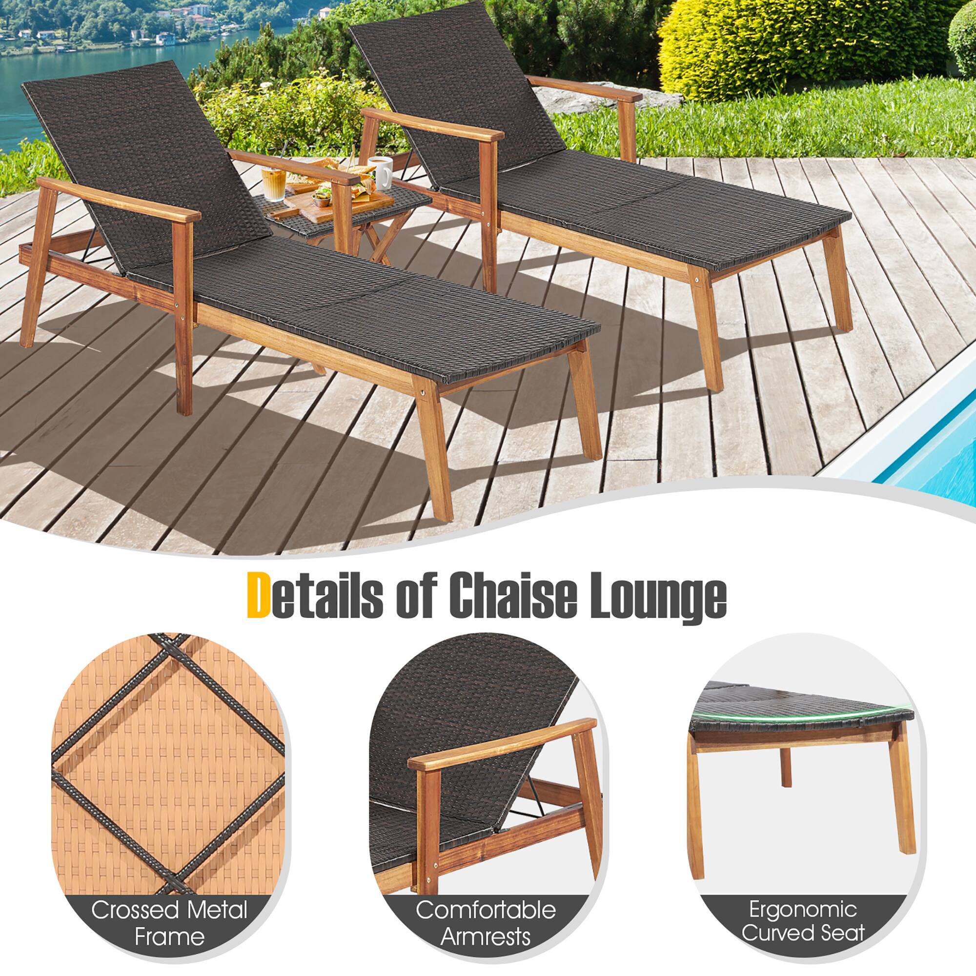Details of Chaise Lounge

- Crossed Metal Frame
- Comfortable Armrests
- Ergonomic Curved Seat