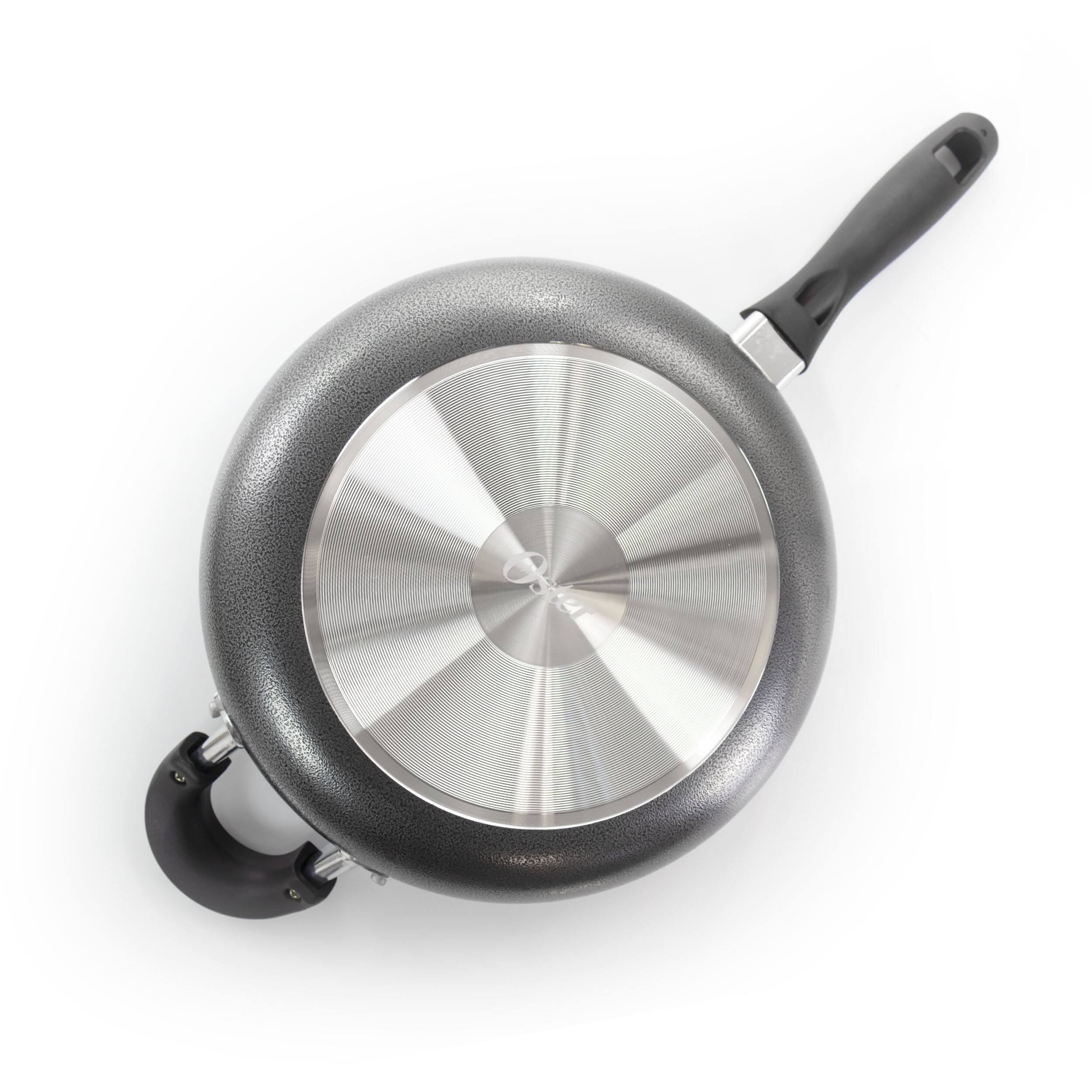 Alt View 2. Oster - Oster Clairborne 10.25 Inch Aluminum Sauté Pan with Lid in Charcoal Grey - Charcoal.