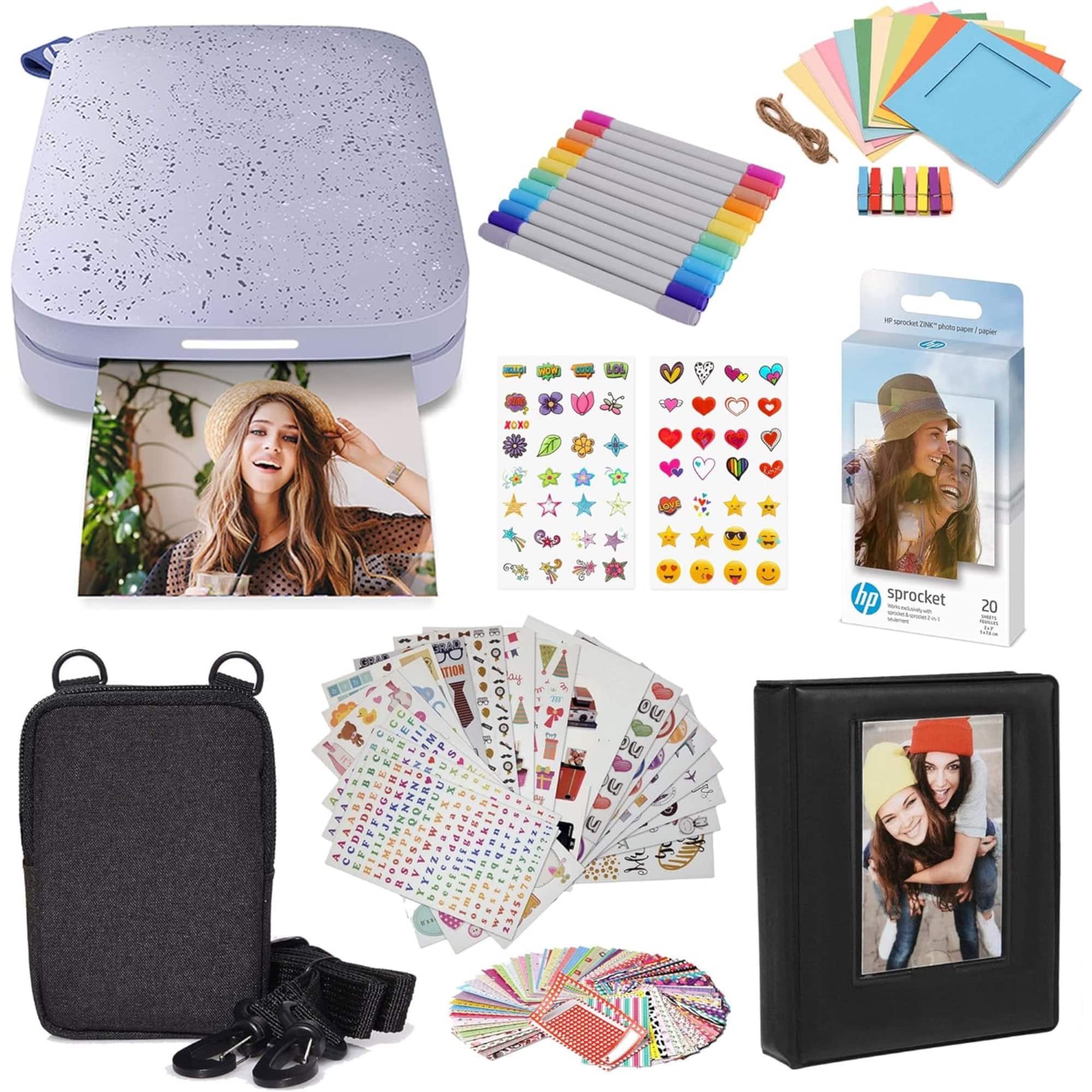 HP - Sprocket Portable 2x3 Instant Photo Printer, Photo Paper & Accesories Starter Bundle - Lilac