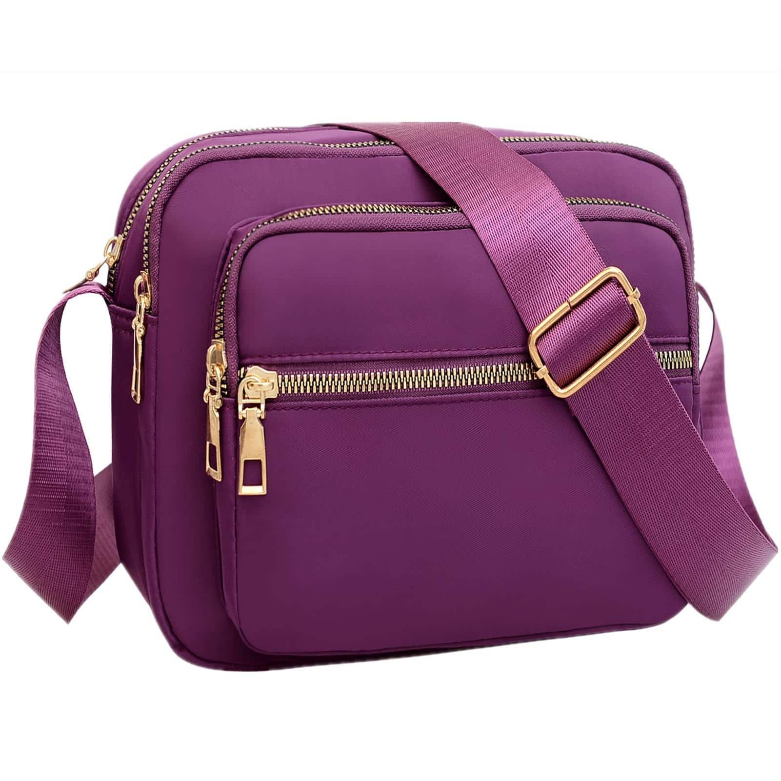 Live At Space - Nylon Crossbody Bags For Women Purses And Handbags Women's Casual Messenger Bag Waterproof Black Purse Beautifully - Bright Purple