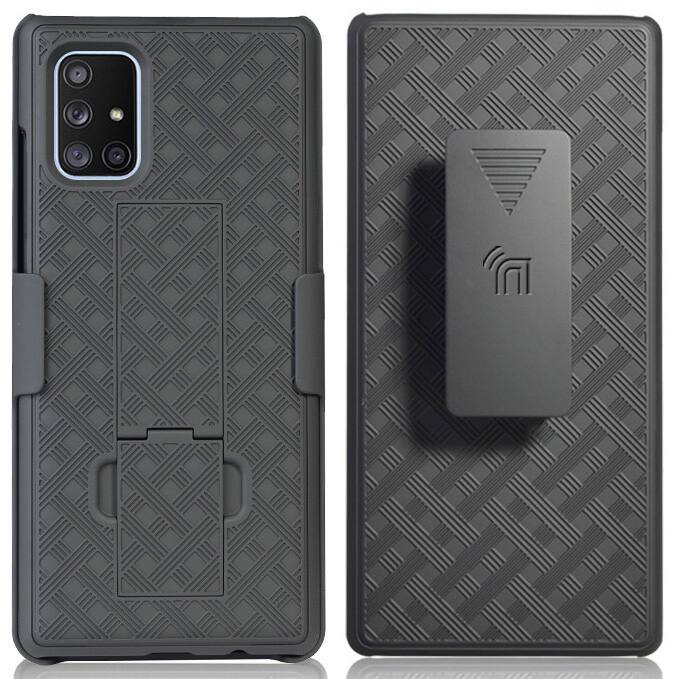 Alt View 2. Nakedcellphone - Case with Stand and Belt Clip Holster for Samsung Galaxy A71 5G - Black.
