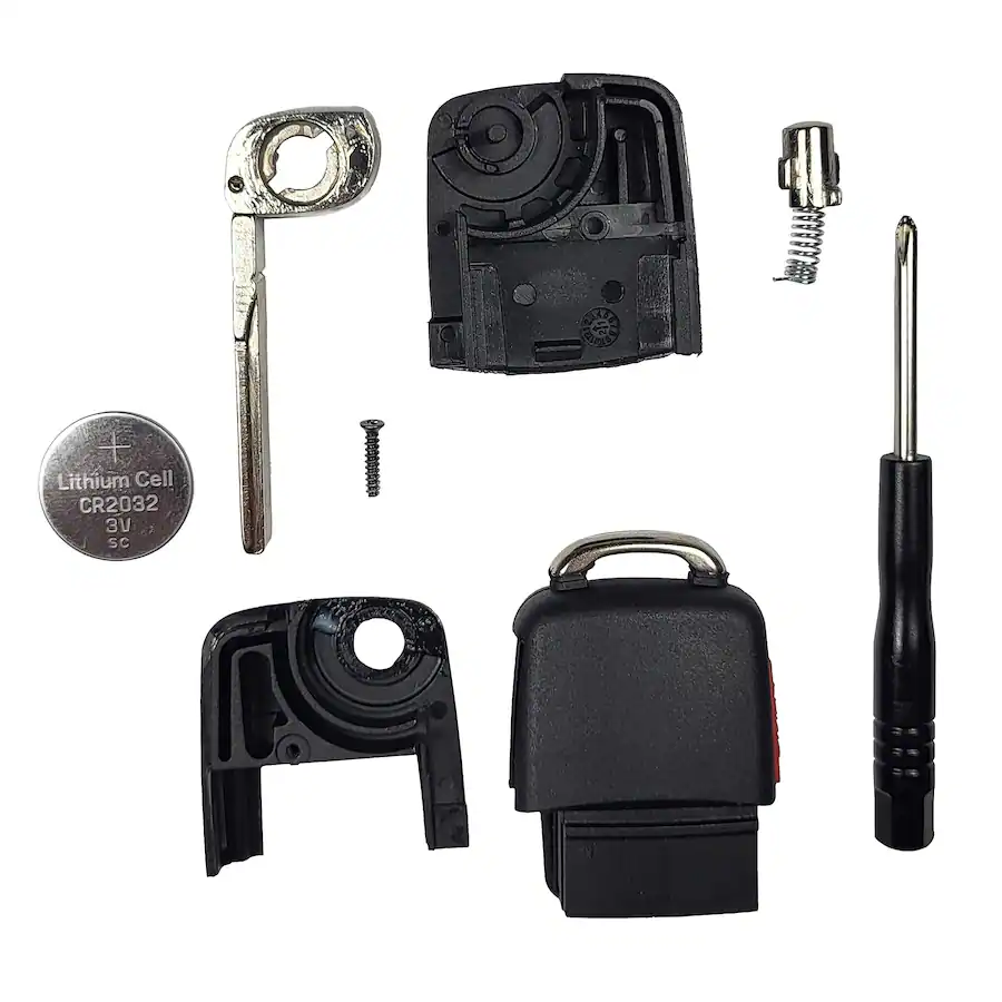 Folded Shells HQRP Folding Flip Key Fob Shell Case, 4 Button Remote Housing, CR2032 ...