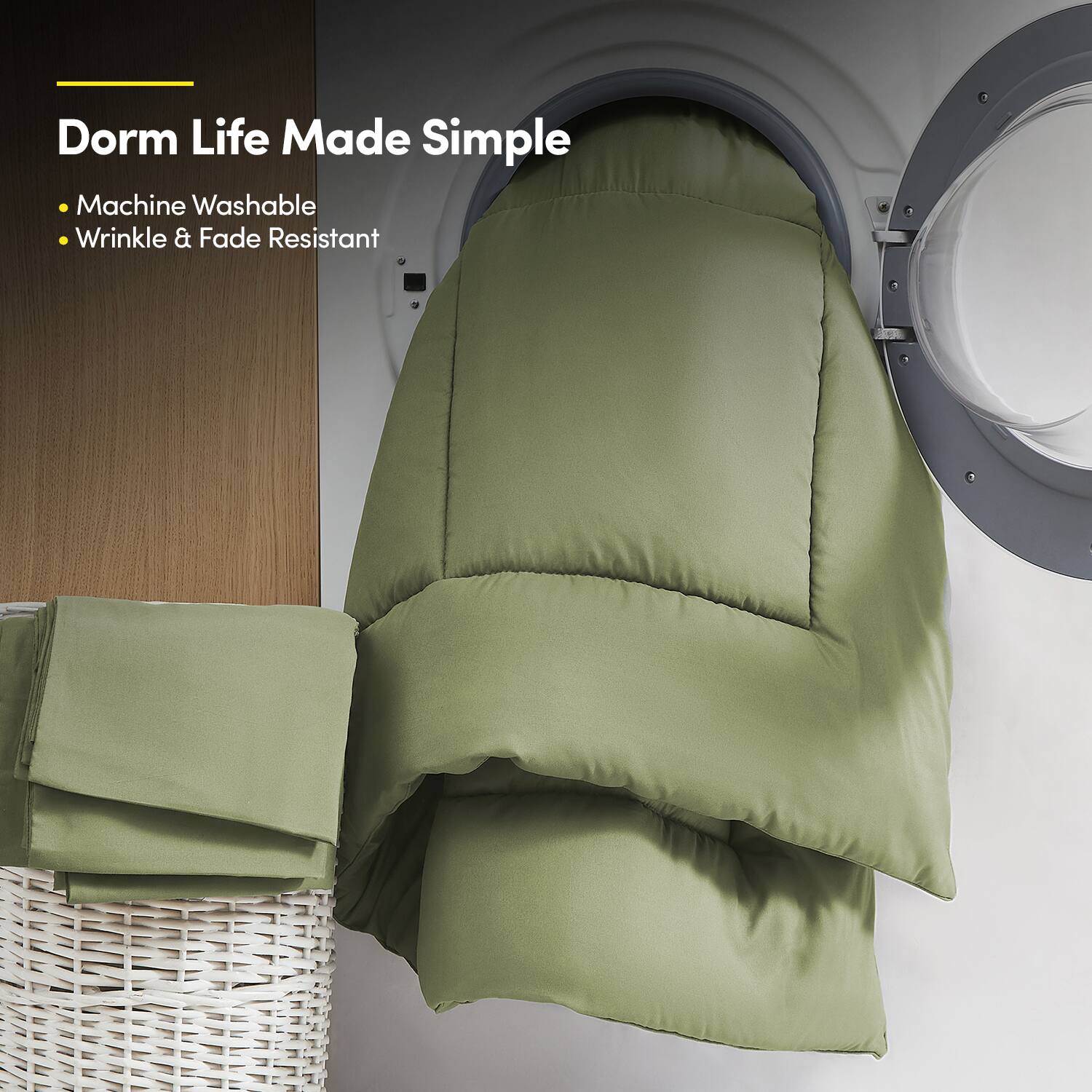 Dorm Life Made Simple

- Machine Washable
- Wrinkle & Fade Resistant
