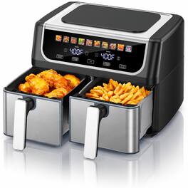 Sweet - Dual Basket Air Fryer, 9.5QT Large Capacity Air Fry Oil-Free Cooker & Auto Shutoff - Black