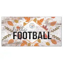 Fan Creations - Pittsburgh Steelers 6'' x 12'' Hello Football Wall Art - White