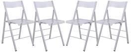 LeisureMod - Menno 2-PCS Modern Acrylic Open Back Folding Side Chair with Steel Frame & Waterfall Seat, No Assembly - Transparent Black
