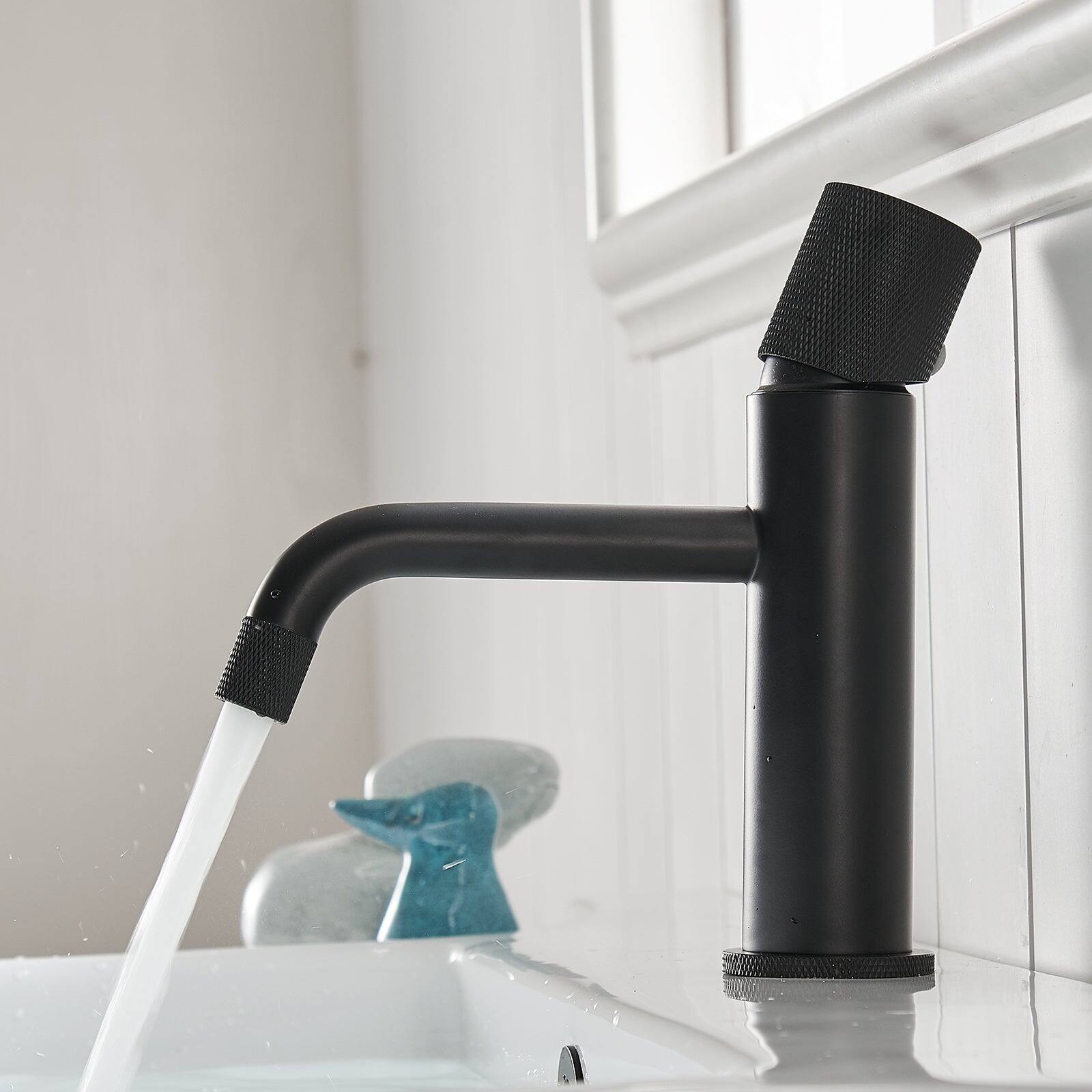 Alt View 6. Boyel Living - Single Hole Single Handle Bathroom Faucet Matte Black with Water Supply Lines Durable Modern Vessel Sink Faucet - Matte Black.