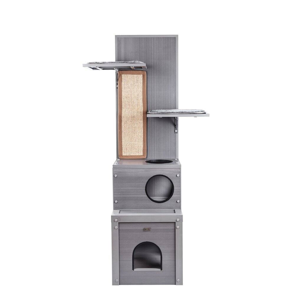 Back. New Age Pet - ECOFLEX Kitty Klimber - Cat Tree - Grey - Grey.