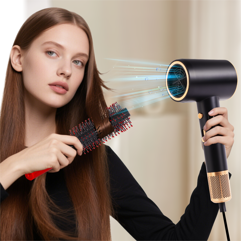 Alt View 6. Morfone - 10pcs hammer style hair dryer,adjustable hot and cold air. A hair set with comb hair clips and a fan-shaped nozzle..