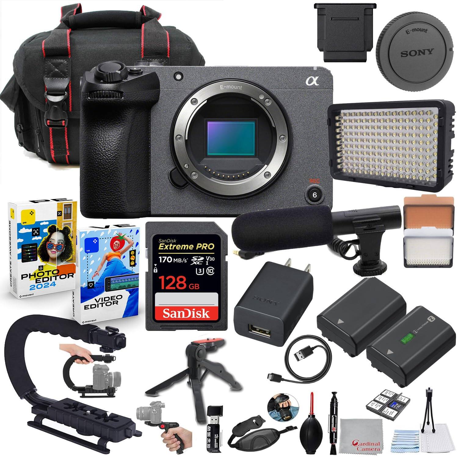 Bundle - Sony - FX30 Digital Cinema Camera Body Only (ILME-FX30B) + Accessory Package with 128GB Extreme Pro Memory, LED Lig - Black price history on PriceWatchPro