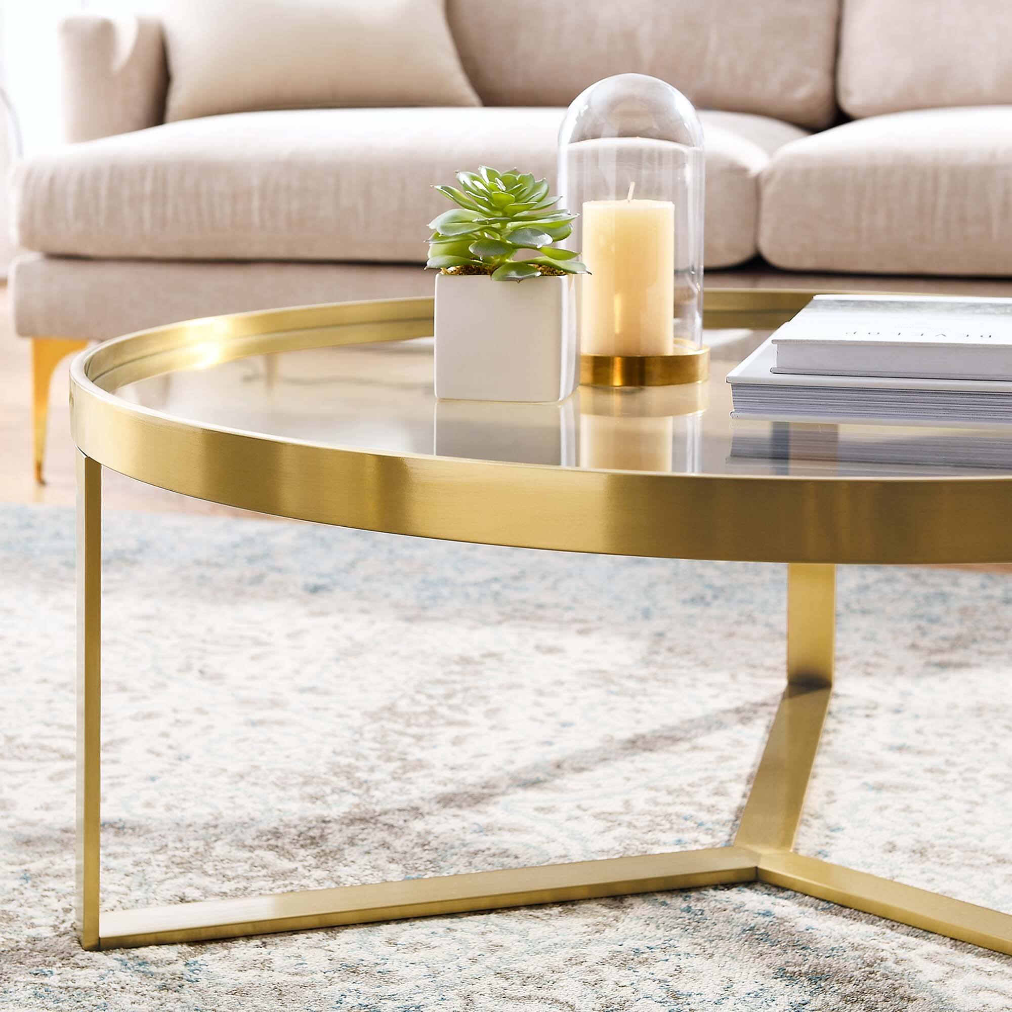 Back. Modway - Relay Coffee Table - Gold.