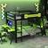 Front. Anysun - Full Size Bunk Bed with Two Built-In Gaming Desks, USB Desktop Ports & Pegboard Organizer, Gaming Bunk Frame for Gamer - Green.