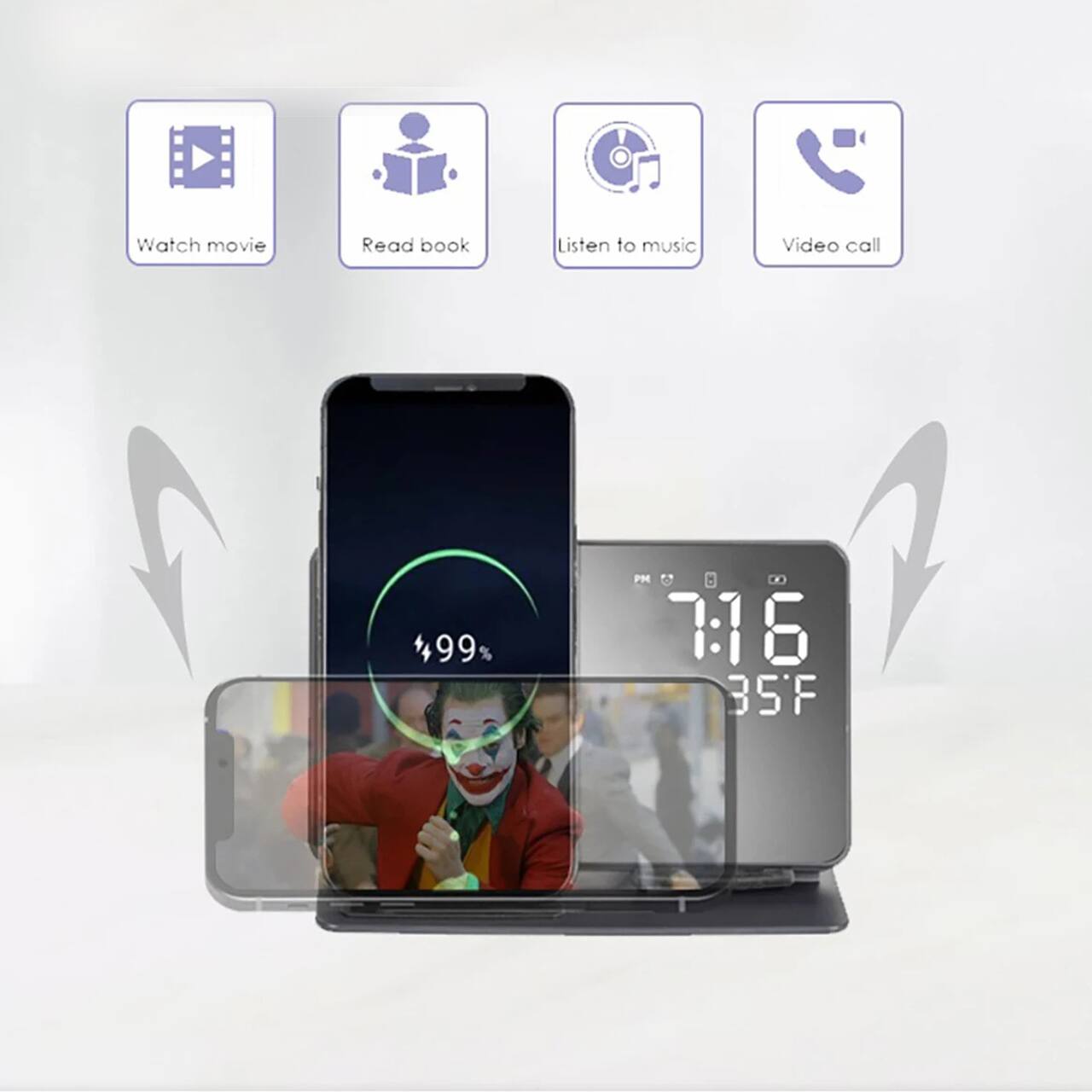 Watch movie  
Read book  
Listen to music  
Video call  

499%  
PM 7:16  
35°F