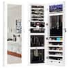 Front. Costway - Wall Mounted Mirrored Jewelry Cabinet Organizer w/LED Lights - White.
