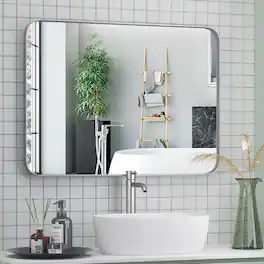 PAIHOME - Classic Stainless Steel Rectangular Wall Mirror - Waterproof and Rustproof Bathroom Mirrors Modern Mirror - Silver-30x40 Inch