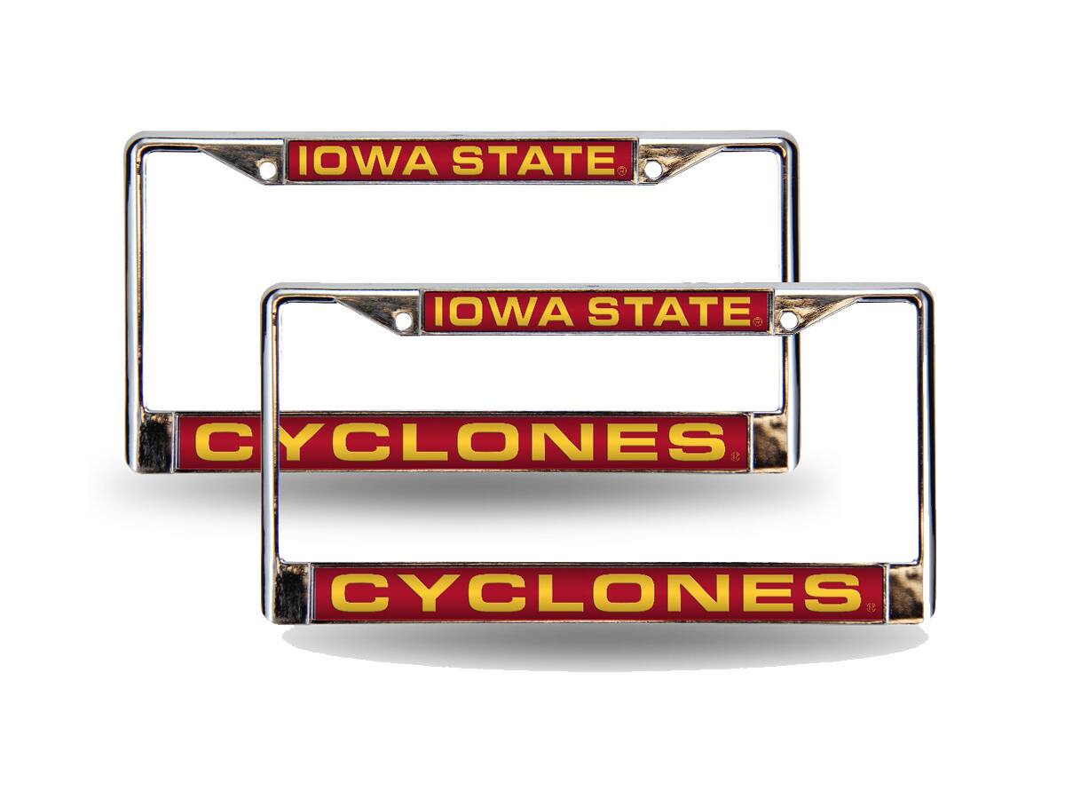 Iowa State Cyclones Chrome Metal (Set of 2) Laser Cut License Plate Frames