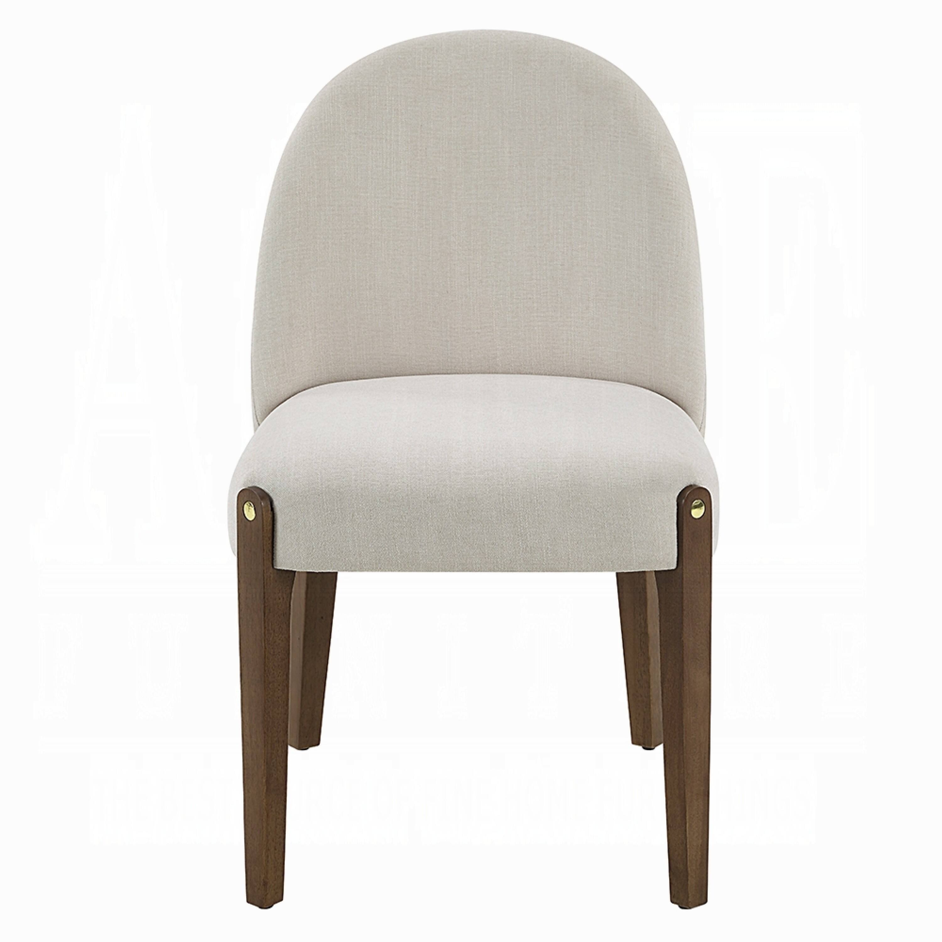 Alt View 1. Manhattan Lane - Gamo Set of 2 Side Dining Chair, Brown Rubberwood, Soft White Fabric - White, Oak Brown.