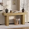 Bestier - 63 Inch Fluted Console Table, Rustic Wood Entryway Sofa Table - Natual Oak