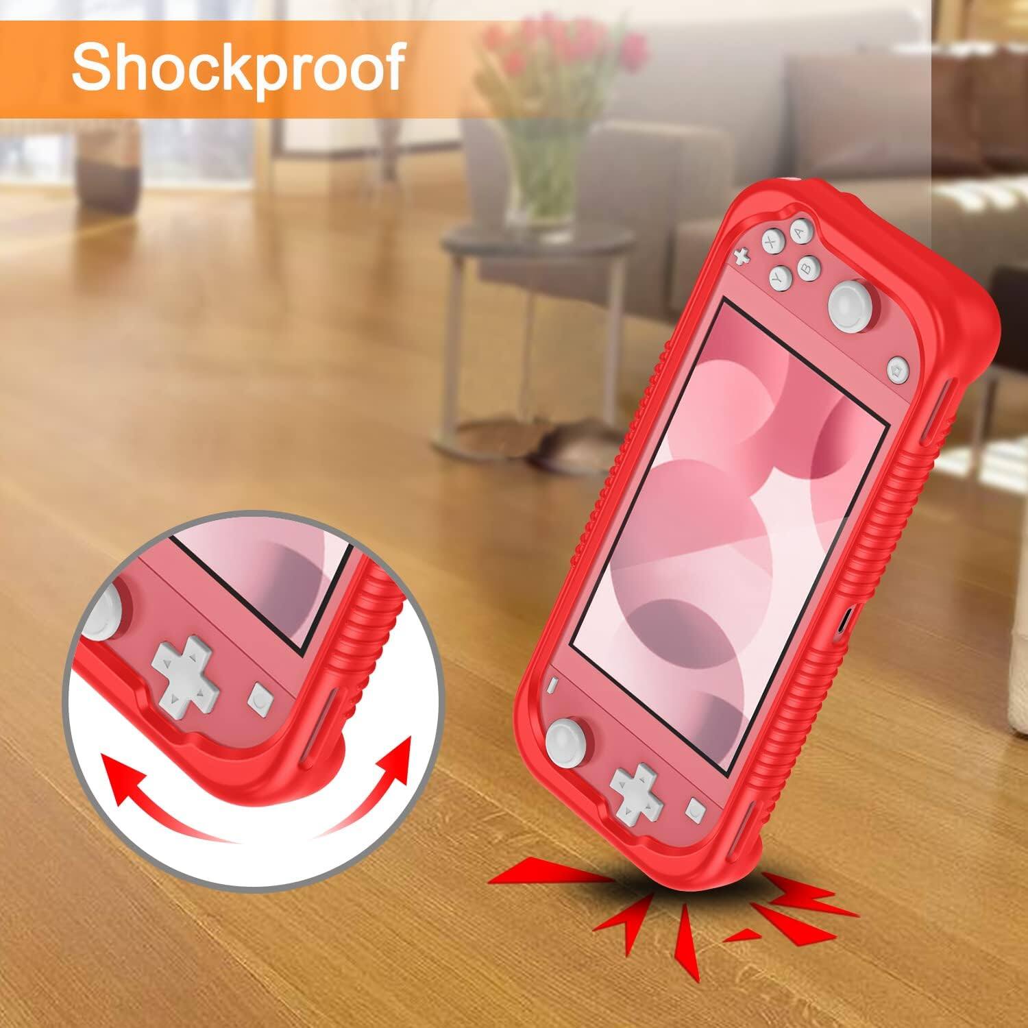 Alt View 2. Fintie - Soft Silicone Protective Case for Nintendo Switch Lite 2019, Ergonomic Grip, Anti-Slip, Lightweight Grip Case Cover - Red.