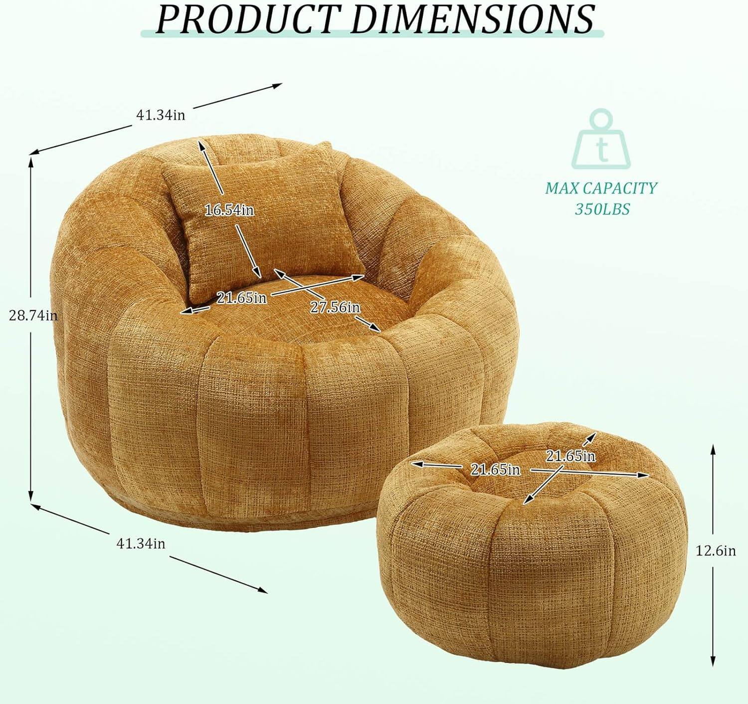 PRODUCT DIMENSIONS  
41.34in x 16.54in x 28.74in x 27.56in x 21.65in x 21.65in x 41.34in x 12.6in  
MAX CAPACITY 350LBS