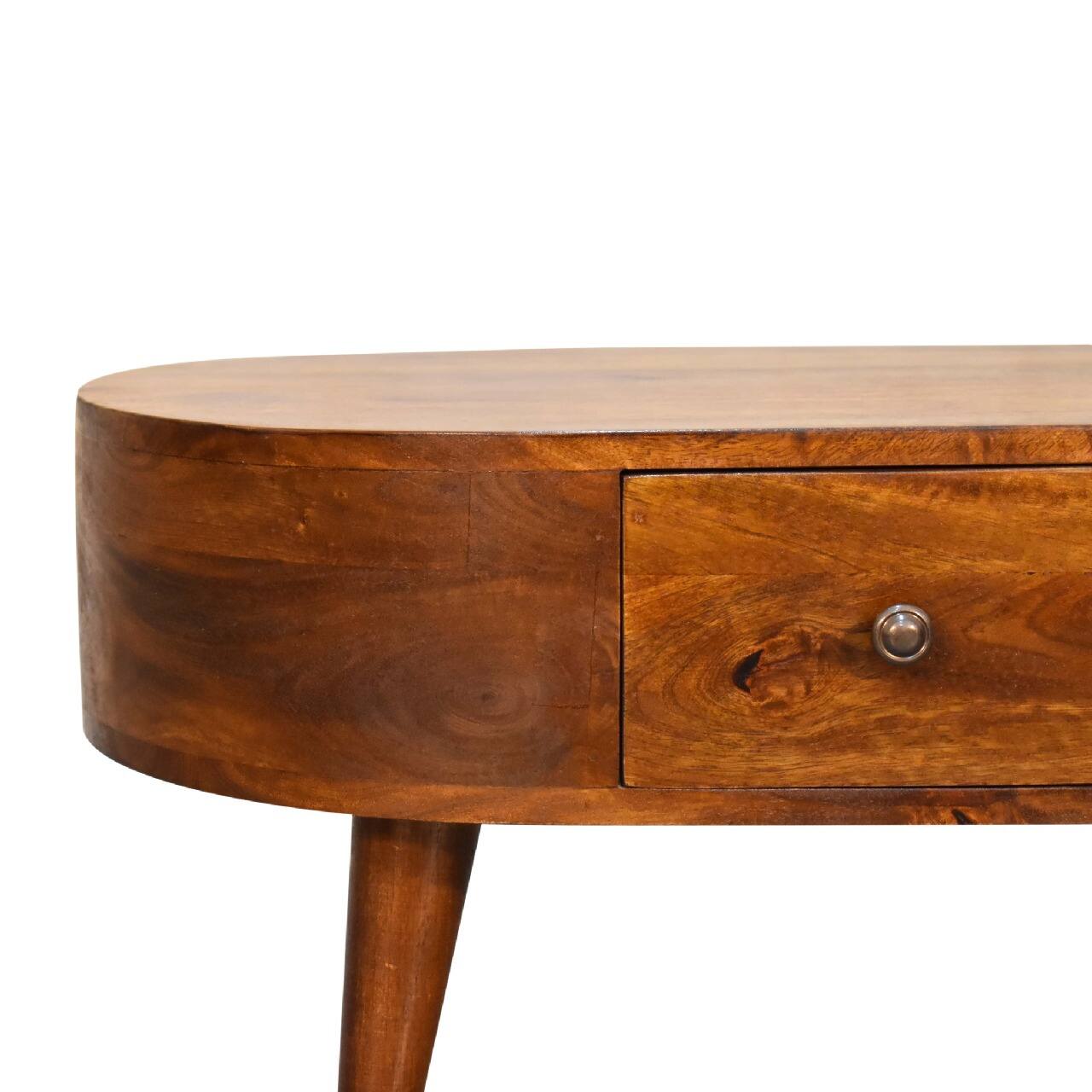 Alt View 1. Artisan Furniture - Artisan Furniture Solid Wood Mini Chestnut Rounded Coffee Table, 2 Drawers, Brown - Brown.