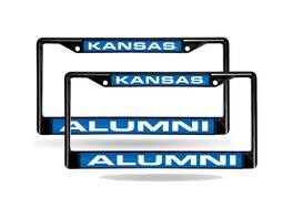 Rico Industries - Kansas Jayhawks Alumni Black Metal (Set of 2 Frames) Laser License Plate Frame - Multi