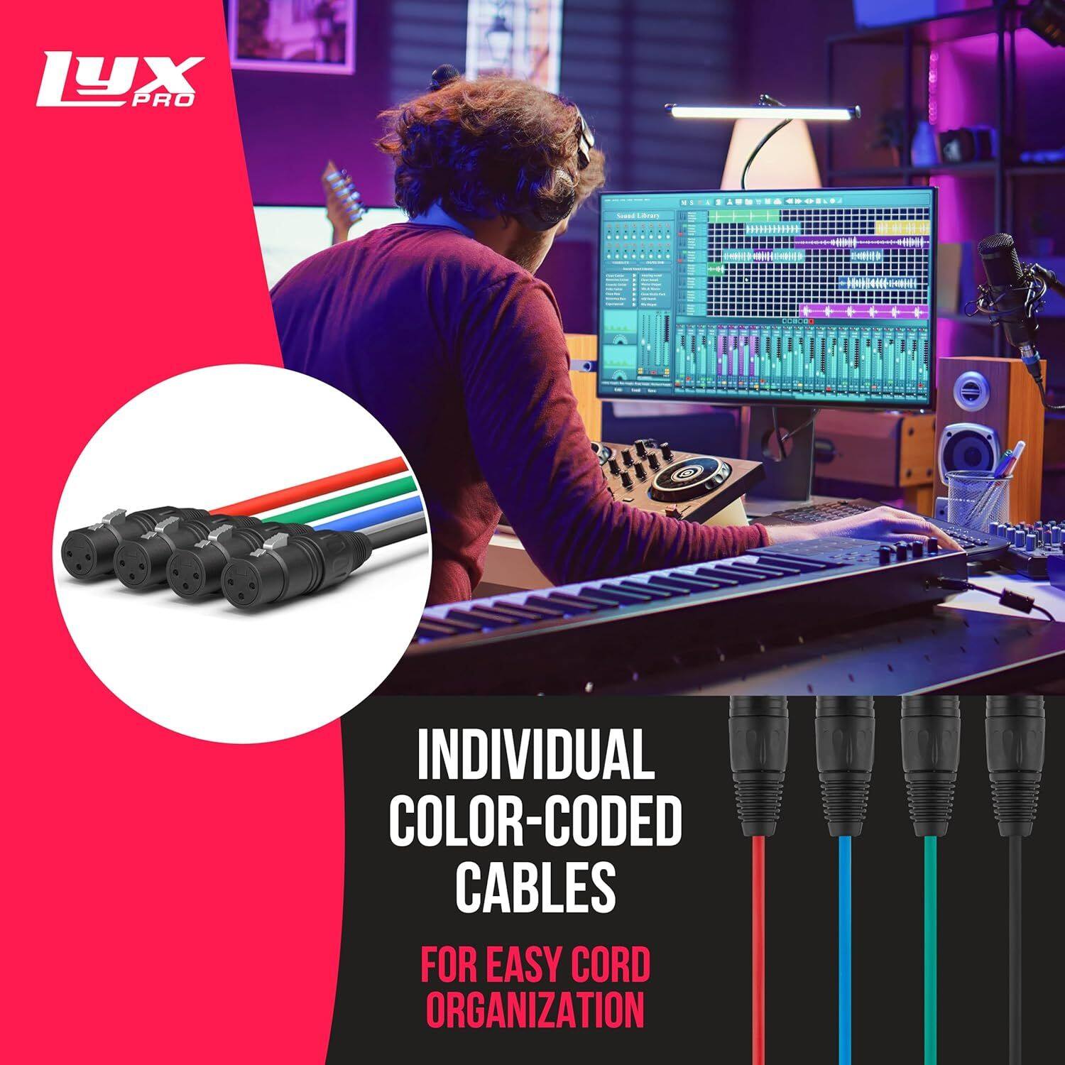 LYX PRO - INDIVIDUAL COLOR-CODED CABLES FOR EASY CORD ORGANIZATION