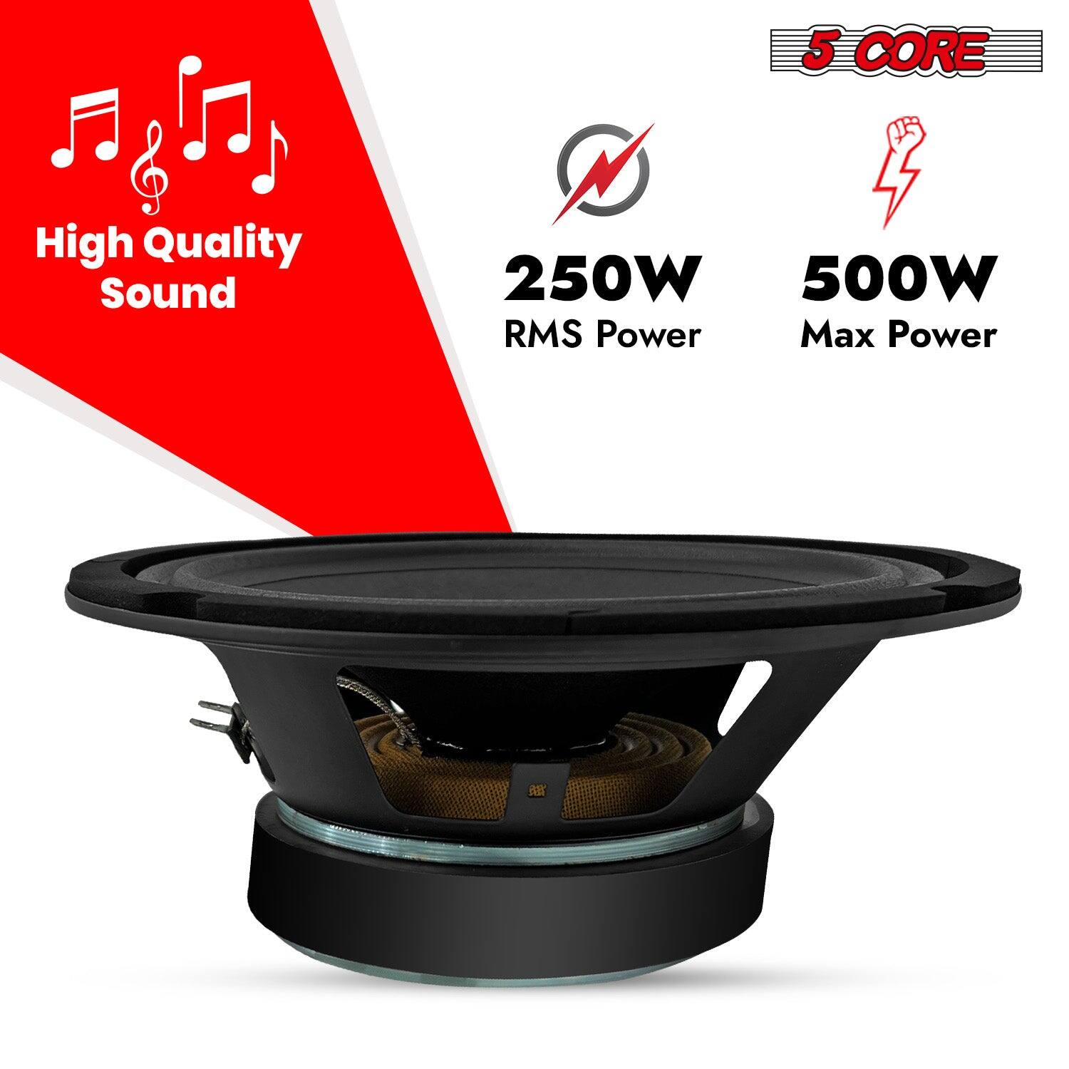 5 CORE  
High Quality Sound  
250W RMS Power  
500W Max Power