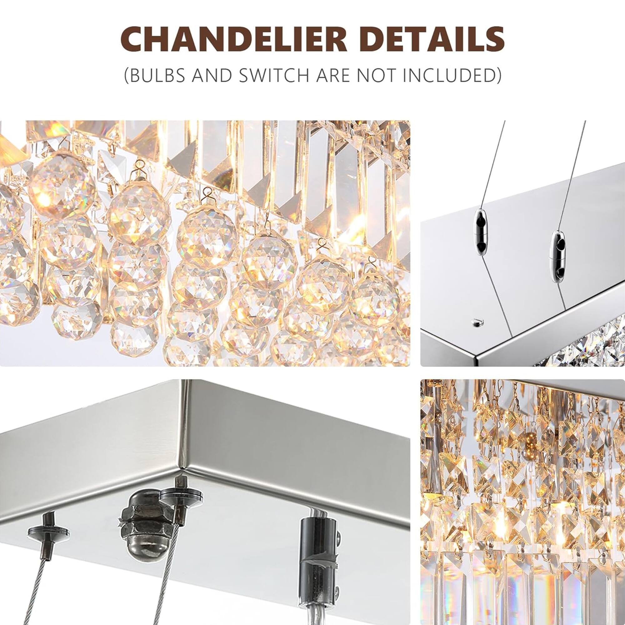 CHANDELIER DETAILS  
(BULBS AND SWITCH ARE NOT INCLUDED)