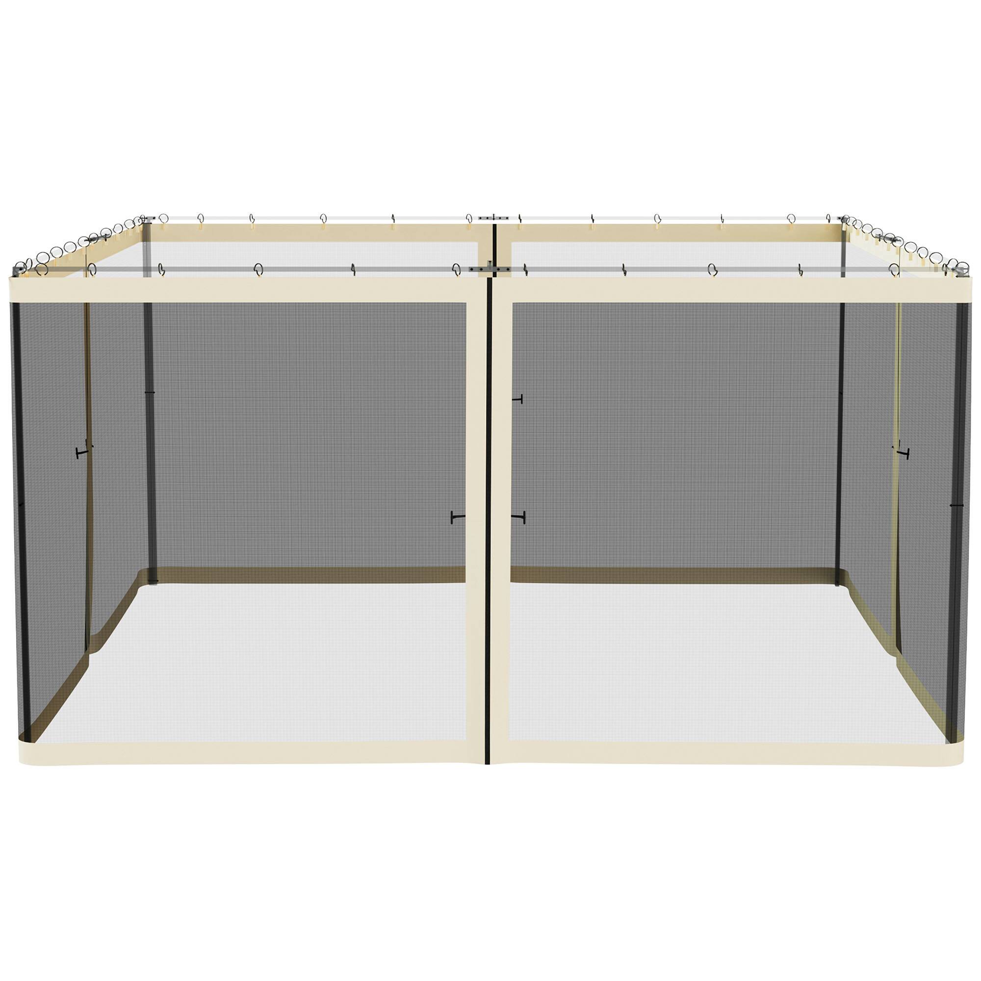 Alt View 5. Outsunny - 13' x 13' Universal Replacement Mesh Sidewall Netting for Patio Gazebos and Canopy Tents with Zippers, Sidewall Only - Cream White.