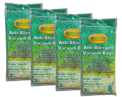 EnviroCare TECHNOLOGIES Anti-Allergen Vacuum Bags

99.9% Filtration Traps Microscopic Particles and Allergens

Will Not Tear, Stronger than Paper Better Airflow

Improves Vacuum Performance

Eureka Style OX

Electrolux Style S

3