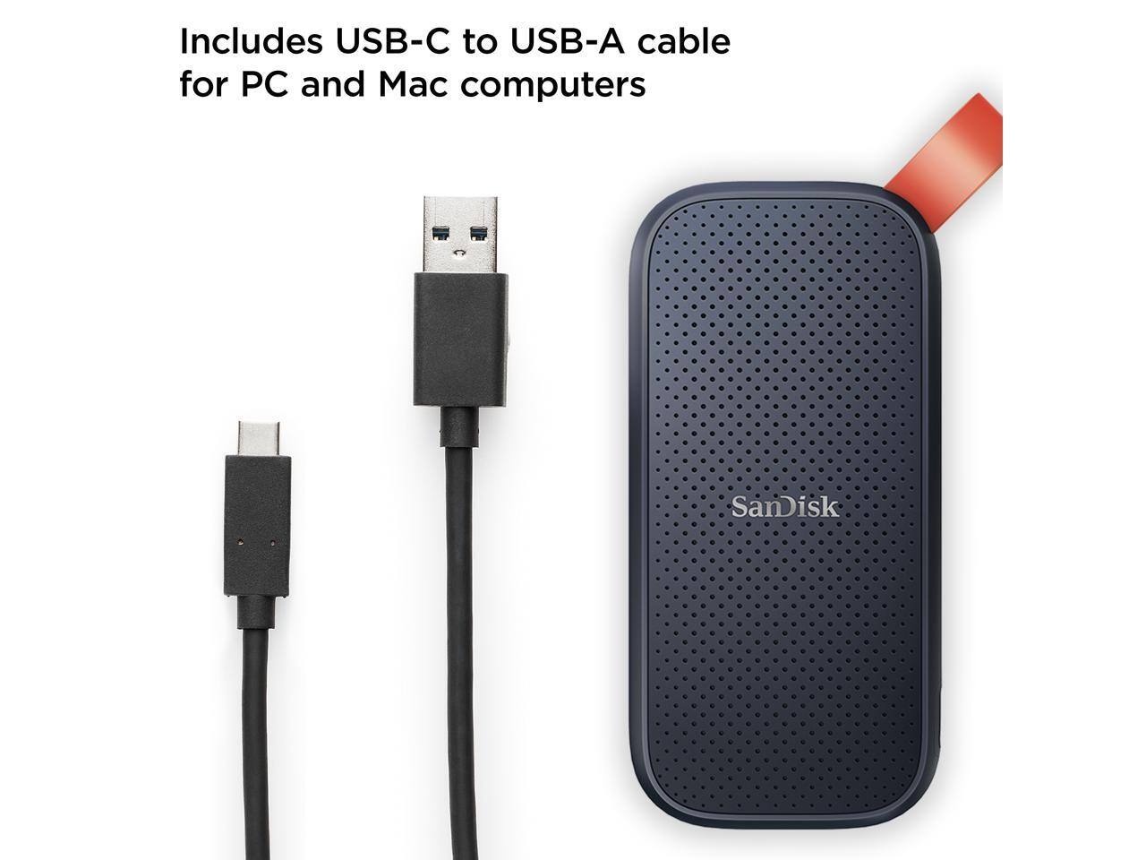 Includes USB-C to USB-A cable for PC and Mac computers