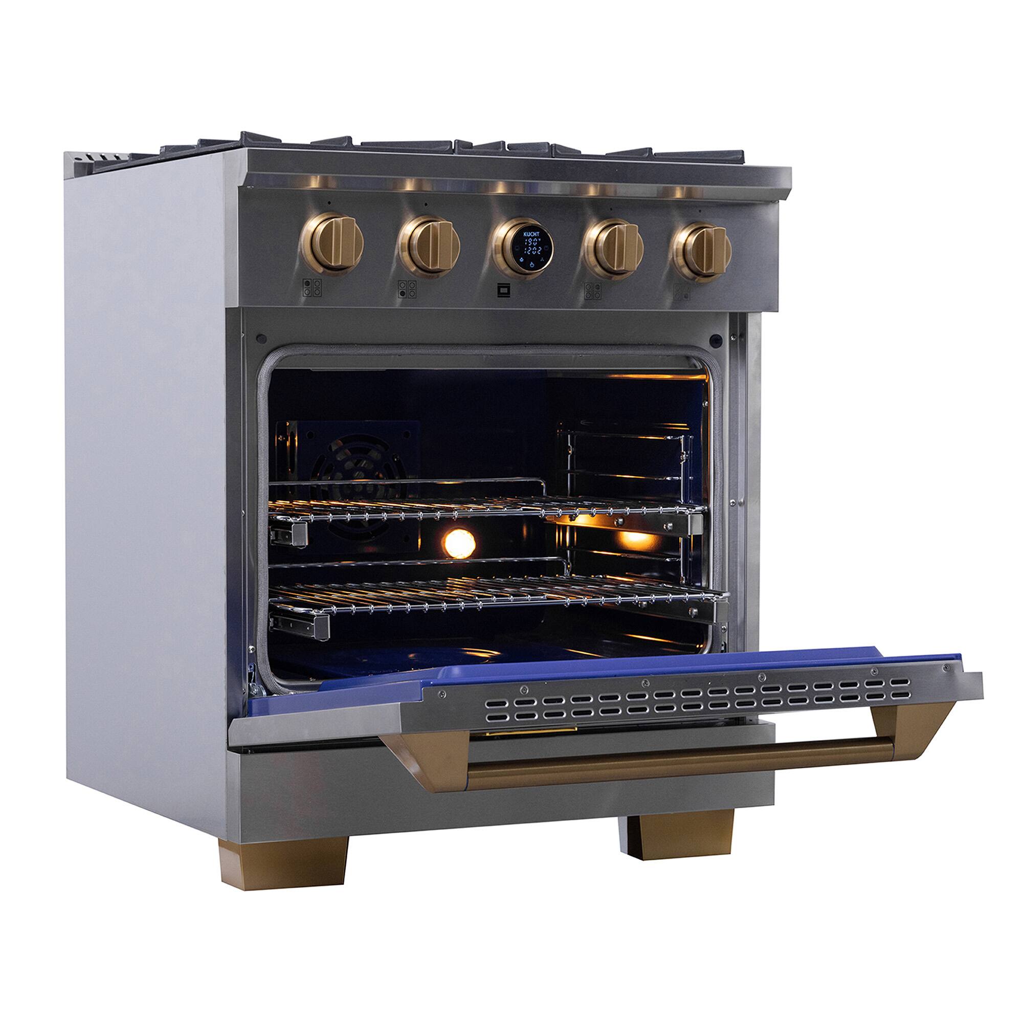 Alt View 3. Kucht - 30 in. 4.2 cu. ft. Dual Fuel Range, 4 Burners, LP, SS w/ Gold Accents, Kucht Horus Thermostat - Stainless Steel & Gold.