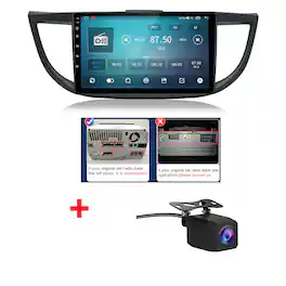 Junsun - Backup Camera 8Core 4+64GB Android 15 Carplay For Honda CRV 2012-2016 HIGH Brand Car Stereo Radio GPS Navi WIFI BT SWC - Black