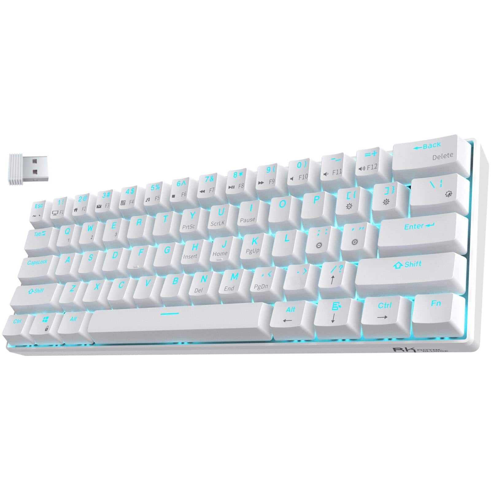 TECH SAFARI - Rk61 Wireless 60 Mechanical Gaming Ultra-compact 60 Keys With Software blue - White