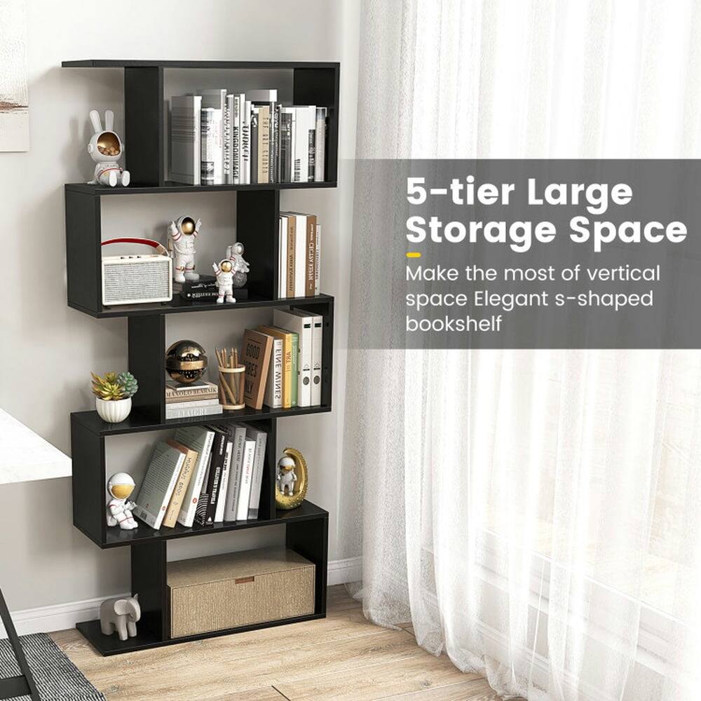 5-tier Large Storage Space  
Make the most of vertical space Elegant s-shaped bookshelf