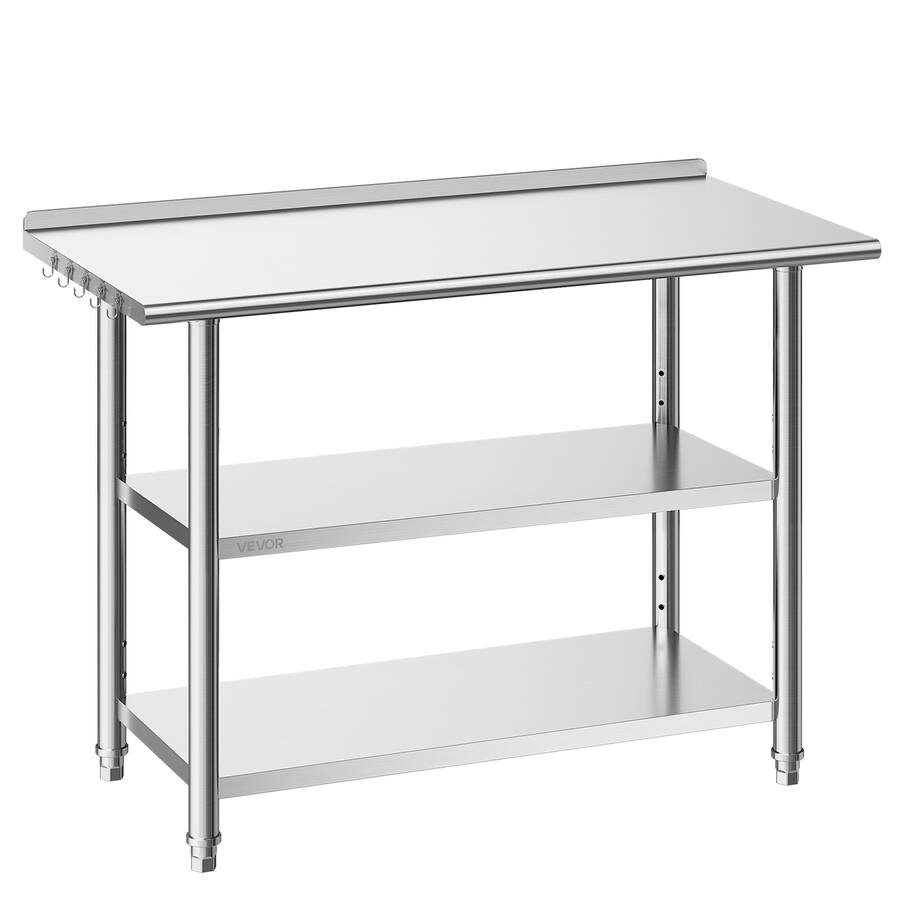 VEVOR Stainless Steel Work Table, 24x48 Inch Food Prep Table with 2 ...