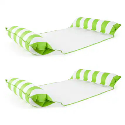 Front. Aqua - Aqua Monterey Water Inflatable 4-in-1 Pool Hammock Lounger, Lime Green (2 Pack) - Lime green/white.